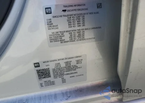 2022 Chevrolet Silverado K2500 Heavy Duty Ltz из США, поврежденный, VIN 2GC4YPEY3N1201341